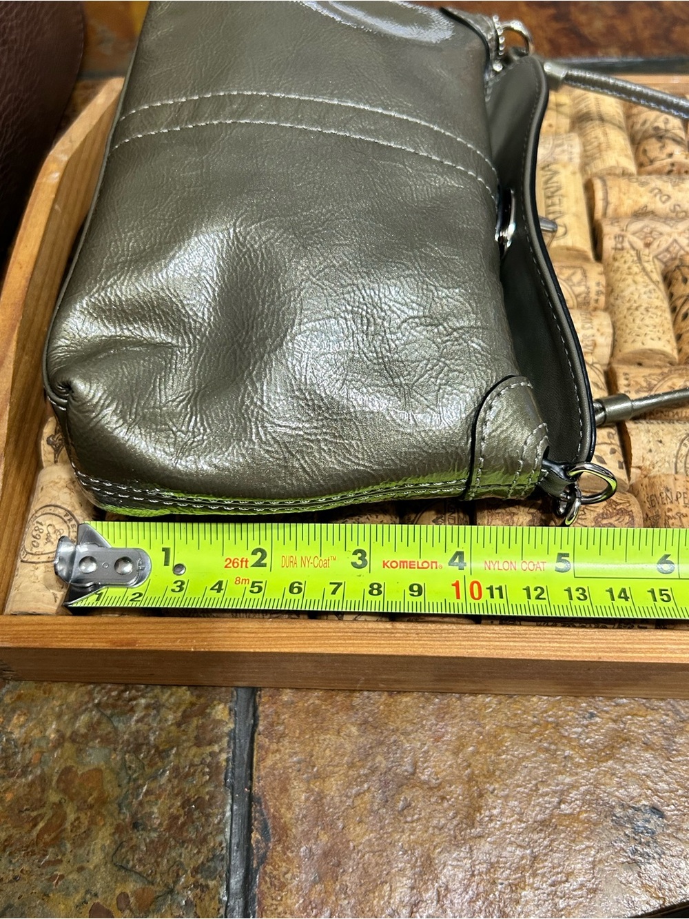 Coach Mini Metallic Olive Green Wristlet - Picture 16 of 16